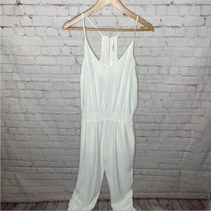 Amanda Uprichard Lowell Jumpsuit Ivory White Ruched Ankle Leg Revolve Party